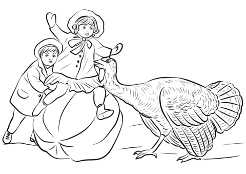 Vintage Thanksgiving Coloring Page